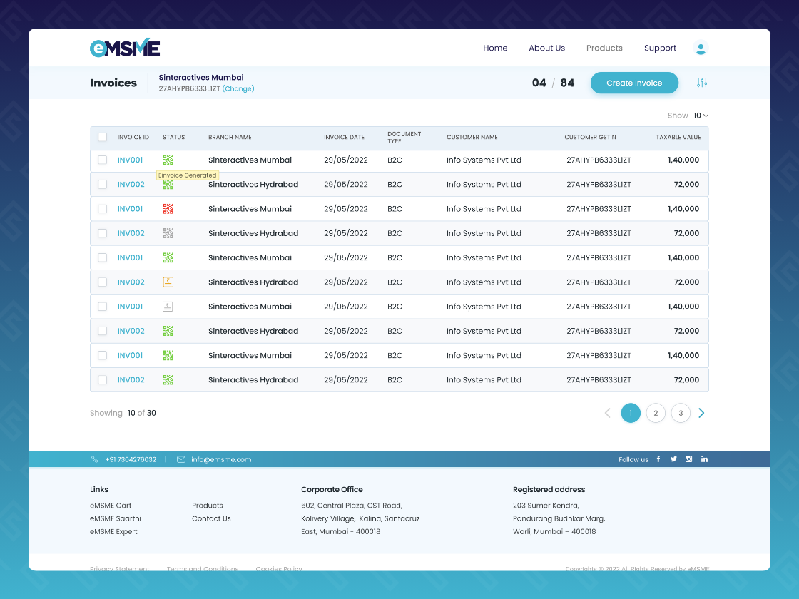 eMSME Website — screenshot 2